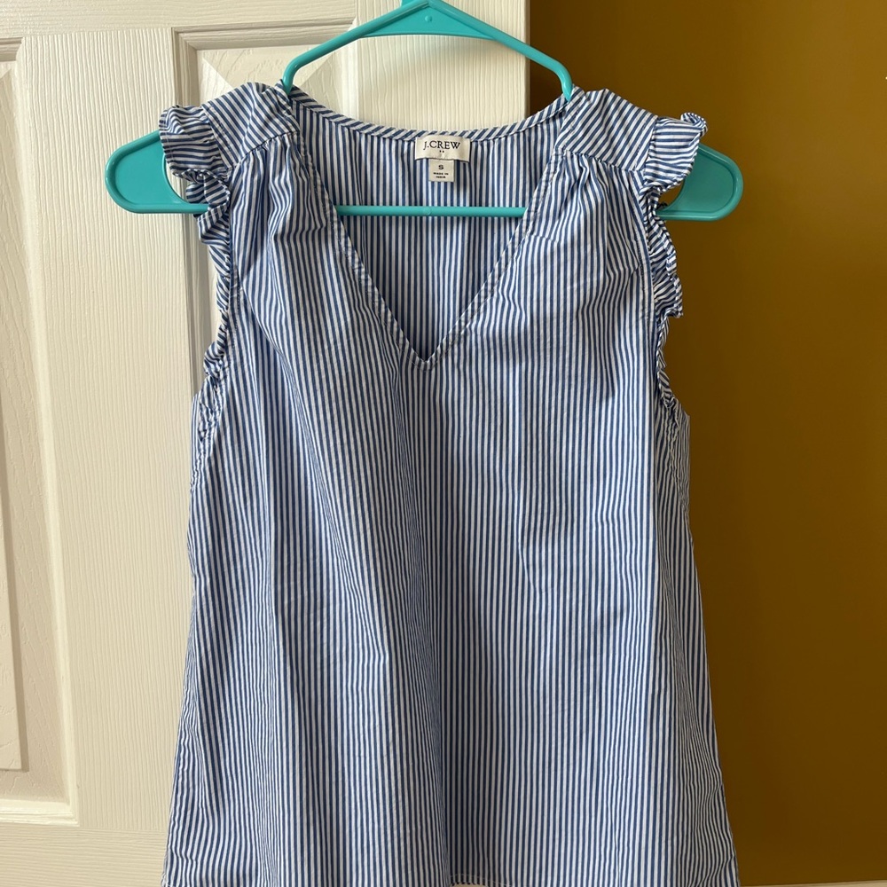 J. Crew Navy and White Striped Blouse